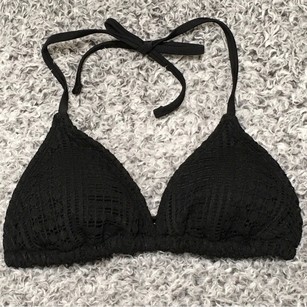 Wild Fable Size S (4-6) Black Removable Pads Triangle Front Tie Bikini Top